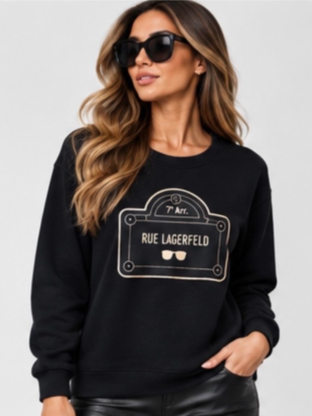 Karl Lagerfeld Paris Rue Lagerfeld Graphic Sweatshirt Black XL